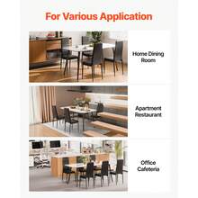 Modern Dining Room Accent Chairs Set Of 6, Upholstered Leather Side Chair For Dining Tables, Space-Saving Kitchen Table Chair With Thick Cushions And Metal Legs, Black - Leather art 6-piece set black - 查看 7
