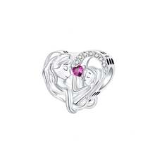Silver Plated Charms Hollow Heart To Heart Purple Zirconia Lotus Mother And Daughter Embrace Stars Moon Cross Rubik Cube Colorful Zirconia Rubik Cube Hollow Heart Beads Cute And Colorful Heart-Shaped Puzzle Design Series Beads Charm Fit Original Bracelet Charm Beads Necklace Diy Female Jewelry