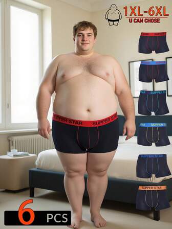 男士内裤带字母腰带平角舒适运动三角裤带侧边衬料，加大码 1XL-6XL，6 条装，多色可选，母亲节、父亲节，送给男朋友的最佳礼物，时尚舒适