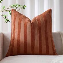 1 Stück/2 Stück ROST 3D gestreifte Kissenbezüge (Kissenfüllung nicht enthalten), moderne, modische, weiche Chenille und Kunstleinen-Mischung in zweifarbig gestreifter, bequemer Kissenhülle, geeignet für Sofa, Schlafzimmer, Dekoration, ganzjährig