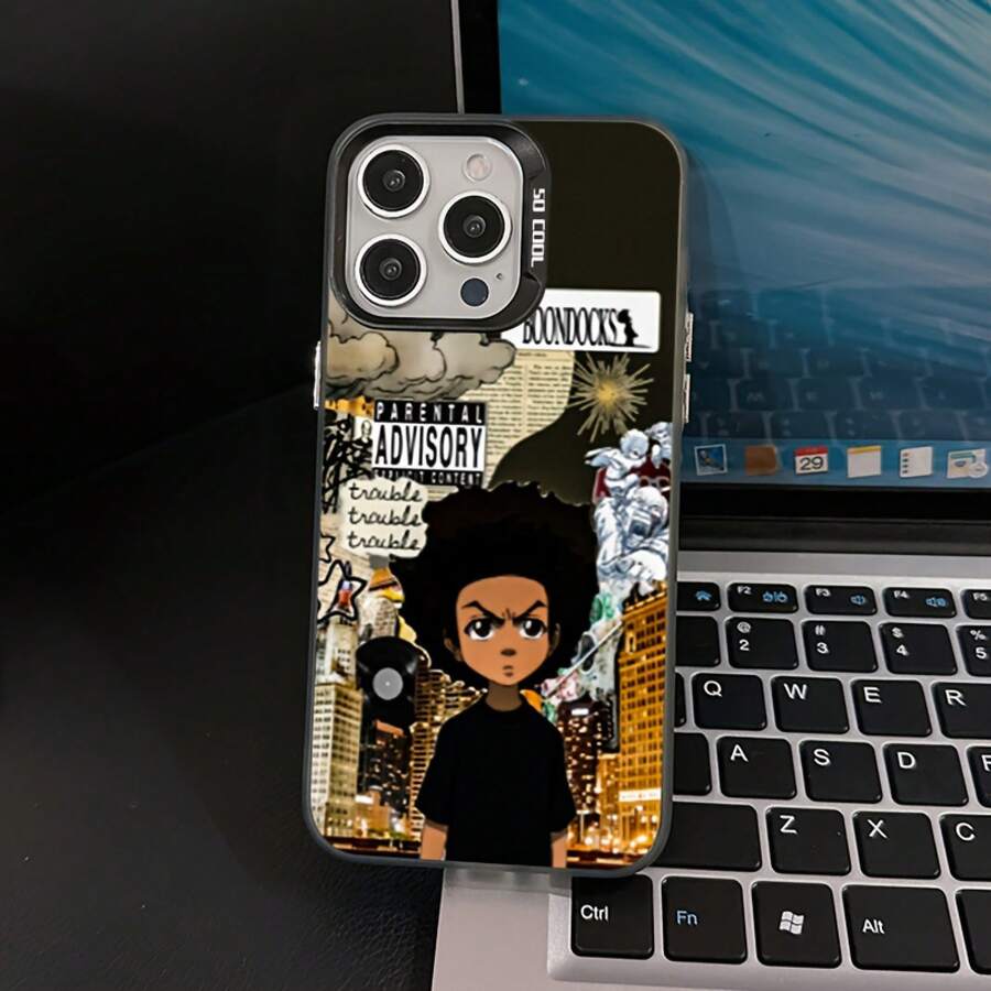 Funda de Teléfono Premium para Envío Doméstico The Boondocks Youth Anime Anti-caída Cubierta Trasera Mate 17/16/15/14/13/12/11/air/Pro/ProMax Galaxy S20/S21/22/S23/S24/S25 Plus, Fe, Ultra, A05/A13/A15/A16/A24/A25/A35 Redmi Note13ProPlus/Note14ProPlus, Pixel, MotoG86, G56, Funda de Teléfono Duradera Antihuellas - Negro - Ver 1
