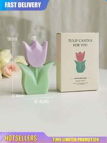 郁金香花香薰蜡烛，情人节、生日、石蜡和大豆蜡混合，适合室内和室外使用，情人节派对，情人节礼物，花卉专用石蜡大豆香薰蜡烛礼物，毕业礼物，婚礼 - 彩色 - 查看 22