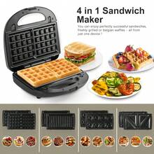 SUPERLEX 4-In-1 Sandwich Maker, Stainless Steel Sandwich Toaster, Waffle Maker, Panini Oven, Grill, Dough Stick Maker, Donut Tray, Nut Tray, Cake Tray, Removable Deep Slot Baking Tray, Non-Stick Coating Suitable For Kitchen Breakfast, Cool Touch Handle, Non-Slip Bottom Feet - UK Plug(220-240V) - View 5