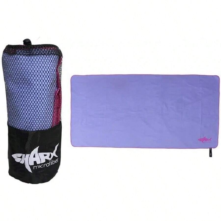 SHARX Toalla Deportiva Grande de Microfibra| Absorbente y fácil de Lavar| Ideal para Deportes y Actividades al Aire Libre| 80 x 160 cm. - azul claro - Ver 1
