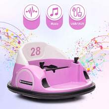Huisuilinss Kids Ride On Bumper Car,12V Electric Toddler Bumper Car,Bumping Toy With Remote Control,360 Degree Spin,3 Speeds,Music,Led Lights For Boys Girls 1.5+ - Pink - View 6