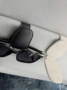 1pc Universal Car Visor Glasses Clip, PU Material, Car Glasses Holder, Interior Accessory, Glasses Storage Rack, Essential Sunshade, Suitable Driving, Vacation, Back To School, Weekend Camping, Also A Great Mother, Girlfriend, Boyfriend, Father, Present Teachers, Essential Car Accessory - Multicolor 2 - View 4