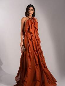 Simple Elegant Sexy Party Knot Pleated Butterfly Knot Formal & Evening - Terracotta - View 1