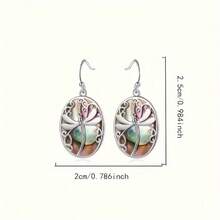 Women's Vintage Bohemian Dragonfly Drop Earrings - Oval Shell-Like Pendant Jewelry In Greenish-Blue, Lightweight Dangle Earrings For Beach Parties, Music Festivals, Casual Attire - Perfect Travel Souvenir Gift, Sparkly Earrings For Parties, Festival Accessories, Intricate Carvings - Nhiều màu - Xem 4