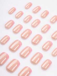 Upgrade Your Look With 24pcs Short Square Shape French Tip And Classic Design Press On Nails Full Cover False Nails For Daily Use Nail Supplies