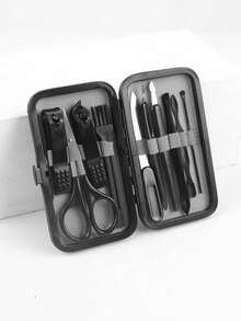 10pcs Green Manicure Tool Set, Stainless Steel Nail Clipper, Nail Scissors, Nail File, Nail Care Beauty Kit - Grey - View 5