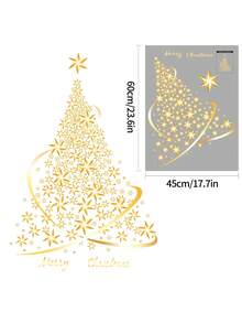 1pc Christmas Tree Sticker, Glass Wall Sticker Christmas Window Sticker, Snowflake Christmas Tree Wall Decal, DIY Window Door Wall Art Christmas Decorations - A442 - View 4