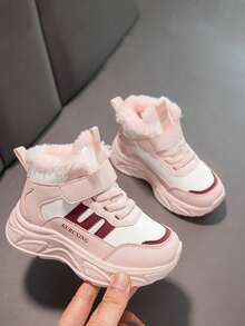 Children's Sports Shoes With Fuzzy Warm Lining, Comfortable And Non Slip Girls' Shoes, Popular In Winter 2025 With Fuzzy Lining For Sports Shoes