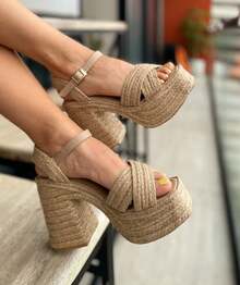 Alpargatas  de mujer sandalias cuñas altas sandalias altas abiertas  acojinadas suela antideslizante alpargatas para playa vacaciones dama womens shoes  Willows   Liso    Playa    Hebilla  De Pelito    Vacación - Beis - Ver 2