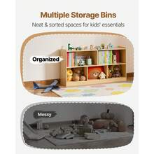 Montessori Bookshelf, 45 In Width Toy Storage Organizer, 5-Section Kids Display Storage Cabinet, Daycare Furniture, Kids Bookshelf For Bedroom, Nursery, Living Room, Entryway, Preschool, Brown - Grid Wooden 41-50inch Light Brown - 查看 3