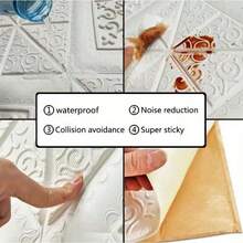 10/20/30pcs 3D Self-Adhesive Wallpaper, Single Piece 35cm * 35cm, Kitchen Oil Proof Sticker Baffle, Suitable For Home Wall Decoration, Living Room Background Wall Decoration, Bathroom, Bedroom Wall Decoration And Other Wall Renovation Wallpaper. Remove The Backing Paper To Stick The Wallpaper - White - View 12