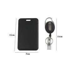 1 Set Zinc Alloy Card Holder Clip + Pull-Out ID Card Holder (Black) - Black - View 4