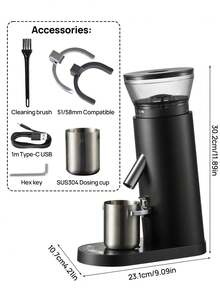 Brutelle 1pc Coffee Grinder USB Rechargeable 60 Level Adjustable Grinding Coarseness Super Long Battery Life Suitable For Home Coffee Corner Cafe