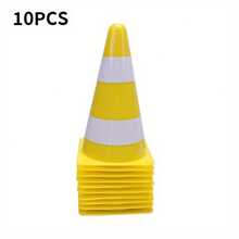 10 قطعة مخاريط مرورية عاكسة للضوء بطول 23 سم، مخاريط حواجز الطريق، مخاريط أمان لعزل الطرق، علامات تدريب رشاقة كرة السلة