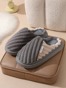 نعال رجالي جديدة من الكوردروي مرقعة بالفرو، مانعة للانزلاق، هادئة، خفيفة الوزن