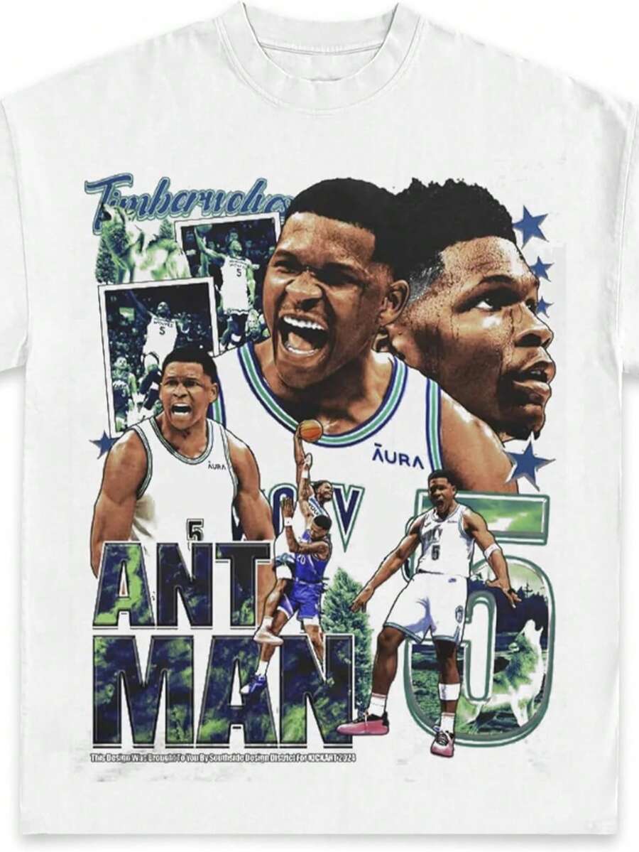 Anthony Edwards Face Of The League Graphic Tees _ Premium Quality Heavyweight Basketball Shirt For A - White - View 1