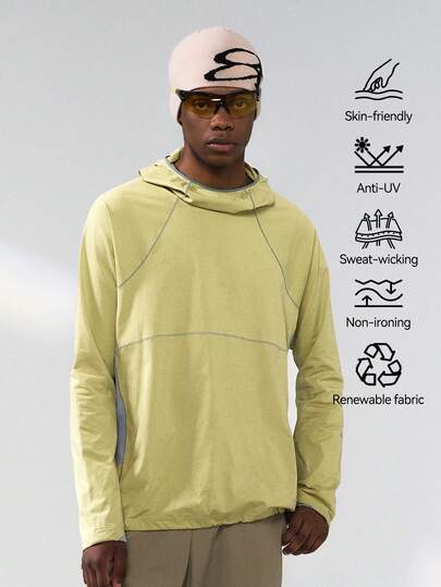 INFLATION 25 Breathable Hooded T-Shirt, Lightweight Long Sleeve T-Shirt For Sports & Outdoor, Autumn