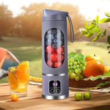 450ml USB Rechargeable Portable Blender And Juicer - Easy To Clean, For Making Fruit & Vegetable Juice And Smoothies - Digital Display, Stainless Steel Blades - Great For Home, Office, Outdoor Travel, Comes With Mini Ice Maker