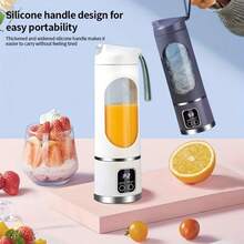 450ml USB Rechargeable Portable Blender And Juicer - Easy To Clean, For Making Fruit & Vegetable Juice And Smoothies - Digital Display, Stainless Steel Blades - Great For Home, Office, Outdoor Travel, Comes With Mini Ice Maker