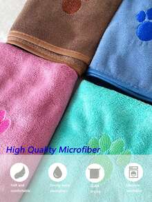 1pc Quick Drying Dog Bathrobe, Dog Embroidered Towel Bathrobe Robe, Super Absorbent Pet Bathrobe With Adjustable Belly Band, Soft Fabric With Embroidery Craft - Multicolor - View 8