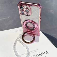 奢華水晶手鍊手機殼，四角防震背殼，亮片設計附支架，相容 iPhone 6/7/8/X/XS/XR/11/12/13/14/15/16/16e、Galaxy S26/22/23/24/25/S24 FE/S25 EDGE、A04/05/06/A07/A14/A15/A16/A17/A24/A25/A34、Note 9/10/11/12/13、9/10/12/13C 14C、MOTO、Honor X、HW、RENO C53 C55 C61 C63 C75 - 粉色 - 查看 6