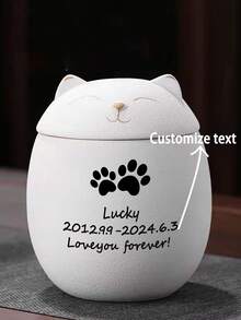 Urnas para Animais de Estimação, Latas para Gatos e Cachorros, Texto e Imagens Personalizáveis, Latas Lacradas, Urnas, Caixas Comemorativas à Prova de Umidade, Latas de Cremação para Animais de Estimação Falecidos, Latas para Animais de Estimação, Estatuetas Manechnico, Latas de Armazenamento Multifuncionais, Latas de Armazenamento de Chá, Latas Lacradas de Porcelana, Uma Bolsa de Armazenamento é Incluída como Brinde