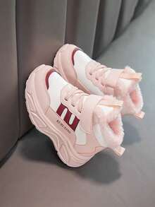 Children's Sports Shoes With Fuzzy Warm Lining, Comfortable And Non Slip Girls' Shoes, Popular In Winter 2025 With Fuzzy Lining For Sports Shoes