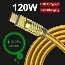 120W Fast Charging Type C Cable - Suitable For Samsung S24 S23 S23,  14 13 11, Redmi,  Mate 40 30, Honor, OPPO, VIVO, And Oneplus Ultra Fast USB To Type C Car Charger Cable - Input Power Over 80W, Made Of PVC, Output Power Over 80W - 2 mét / 6,6 feet / 78,74 inch - Xem 7
