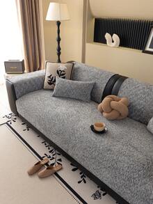 1pc Solid Color Chenille Sofa Cushion Cover, Minimalist Starry Pattern Sofa Slipcover, Anti-Slip Anti-Scratch Sofa Protector, Home Decor For 1/2/3/4 Seater Sofa, All Season - Grey - View 7
