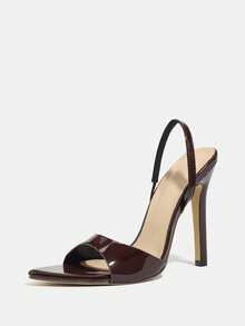 Jin Bei Qi Giày sandal cao gót mũi nhọn màu trơn dành cho nữ, kiểu dáng thanh lịch, gợi cảm, thích hợp cho các buổi tiệc ngoài trời, màu nâu, phù hợp với trang phục mùa xuân hè. - màu nâu - Xem 5