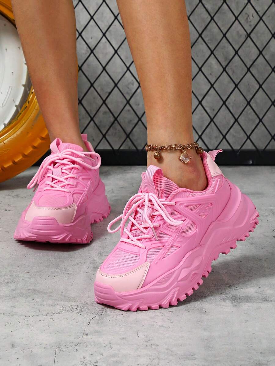 Zapatillas deportivas de plataforma ligera y dulce de color rosa claro para mujer, de estilo casual y grueso, de baja altura, cómodas y transpirables, para pareja, para caminar, adecuadas para uso diario, vacaciones y viajes, con durabilidad y amortiguación de impactos