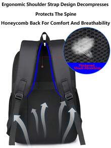 Sac à dos en nylon à compartiments multiples avec imprimé lettres pour hommes, peut contenir un ordinateur portable professionnel de 15,6 pouces, sac scolaire léger à plusieurs poches, grand sac de voyage, sac de jour pratique pour les navettes, sac multifonction pour les livres, convient aux étudiants, collège, lycée, voyages d'affaires, vacances, trajets quotidiens, sports de plein air, cadeaux d'anniversaire, cadeaux de Noël, Mochilas