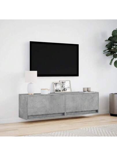 VidaXL TV Wand Unit LED Lighting 140x31x38 Cm Concrete Grijs view 4