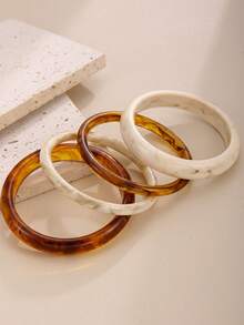4pcs Elegant Retro Bangle Set - Fashionable Minimalist Design, Suitable For Daily Wear, Women's Fashion Jewelry, Acrylic Material, No Plating Or Inlay, Daily Use And Seasonal Parties. Exquisite Holiday Gift