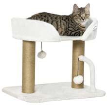PawHut Cat Tree Tower Scratcher With Bed For Indoor Cats, White - White - View 2