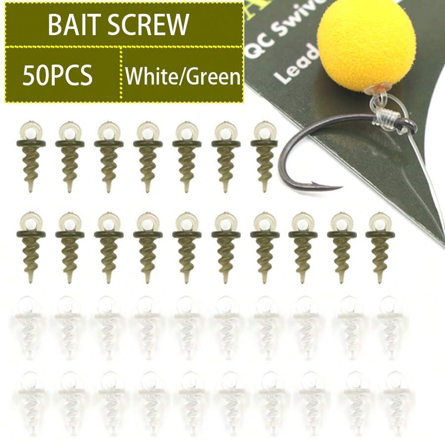 50pcs Plastic Screw Rotating Ring Float Bead Connection Fishing Set Reverse Bottom Green Transparent Fishing Accessories - Multicolor - View 1