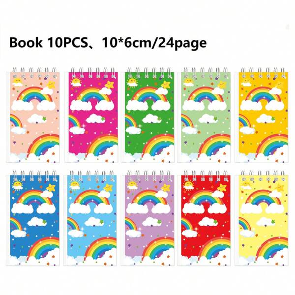 10 Rainbow Mini Notebooks, Back-To-School Party Gifts, Good Bag Fillers, Mini Notebooks, Spiral Mini Notebooks, Suitable For Teachers' Classroom Rewards, Birthday Party Gifts And Supplies