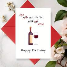 Funny Wine-Themed Birthday Card - 'Age Gets Better With Wine' - Perfect Gift For Family, Friends & Loved Ones