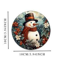 6pcs/Set Or 420pcs/70sets Winter Snowman & Berry Floral Print Drink Coasters, 10cm/2mm Thick Rubber Soft Bottom Round Absorbent Rubber Drink Coasters, Soft Rubber Backing, Decorative Coasters, Suitable For Cups, Home Kitchen Dining Table Decor, Kitchen Decor, Dining Table Decor - ZBD-263 - View 10