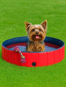 Składany basen dla zwierząt, ogrodzenie dla wanny dla psów, artykuły do czyszczenia legowisk dla zwierząt, zewnętrzny basen zraszający, miska do mycia zwierząt - Czerwony - Zobacz 2