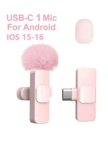 Pink Wireless Lavalier Microphone Mini Portable 2.4GHz Dual Lavalier Microphone Plug And Play Lavalier Microphone With Automatic Noise Cancellation And 60Mah Rechargeable Battery Suitable For Video Recording Live Broadcasting, Interviews