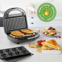 SUPERLEX 4-In-1 Sandwich Maker, Stainless Steel Sandwich Toaster, Waffle Maker, Panini Oven, Grill, Dough Stick Maker, Donut Tray, Nut Tray, Cake Tray, Removable Deep Slot Baking Tray, Non-Stick Coating Suitable For Kitchen Breakfast, Cool Touch Handle, Non-Slip Bottom Feet - UK Plug(220-240V) - View 11
