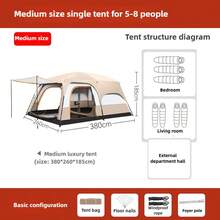 2-Room 1-Living Room Outdoor Tent, Durable Polyester & Iron Frame, Zippered Closure, Suitable For Camping, Hiking, Backyard, Mixed Color - Portable Family Camping Shelter, Suitable For Camping, Hiking Gear, Natural Environment, Sturdy Structure, Adventure Enthusiasts, Camping Equipment, Spacious Design, Weather-Resistant Material, Adventure Travelers
