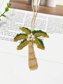 1 pieza Novachic Accesorio colgante con estilo de vacaciones, con estrella de mar, árbol de coco y tortuga marina de cuentas, adecuado para vacaciones de verano, playa (puede haber ligeras diferencias de color debido a la variación por lote del color de la cuerda)