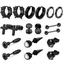 9 Pairs Of Punk Retro Style Stainless Steel Earring Sets, With Multiple Styles To Choose From, Suitable For Daily Or Party Use, And Can Be Given As Gifts To Friends And Family