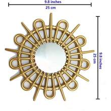 Gold Mirrors Wall Pack Of 1. Round Mirrors. Blade Shape. Decorative Mirrors. Wall Mirrors Decor Home Decor. Plastic Frames. Glass Mirrors. Gold Color.